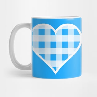 Bright Blue and White Buffalo Plaid Heart Mug